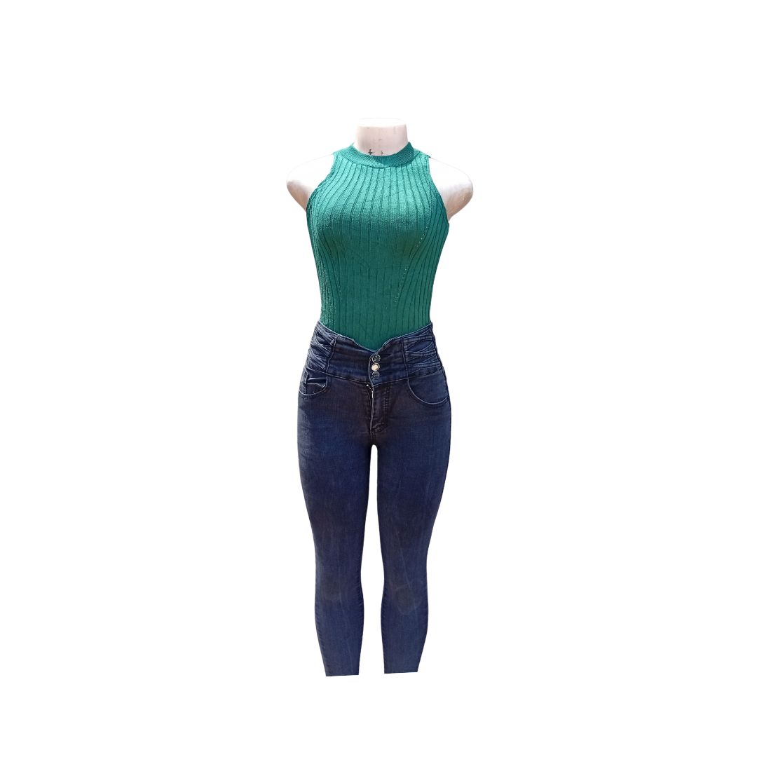 Dark Blue High Waist Denim Jeans Image